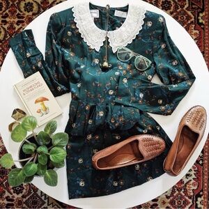 Vintage 90s dark floral midi dress